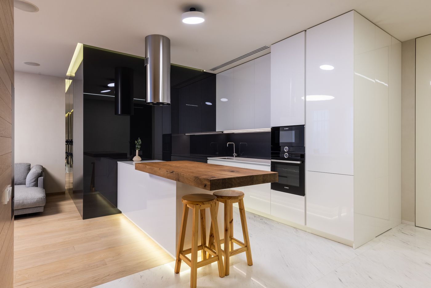 Tile, lighting, fixtures, and finish details